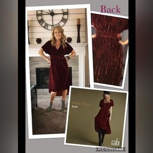 Cabi Tribute Dress #3696 size Small.  Rich Burgundy Crushed Velvet- STUNNING